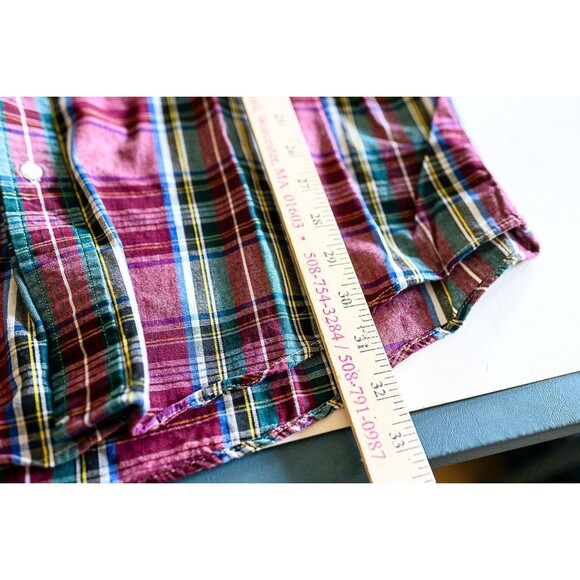 Vintage L.L. Bean tall L plaid button down chambry work shirt mens claret New - Picture 6 of 6